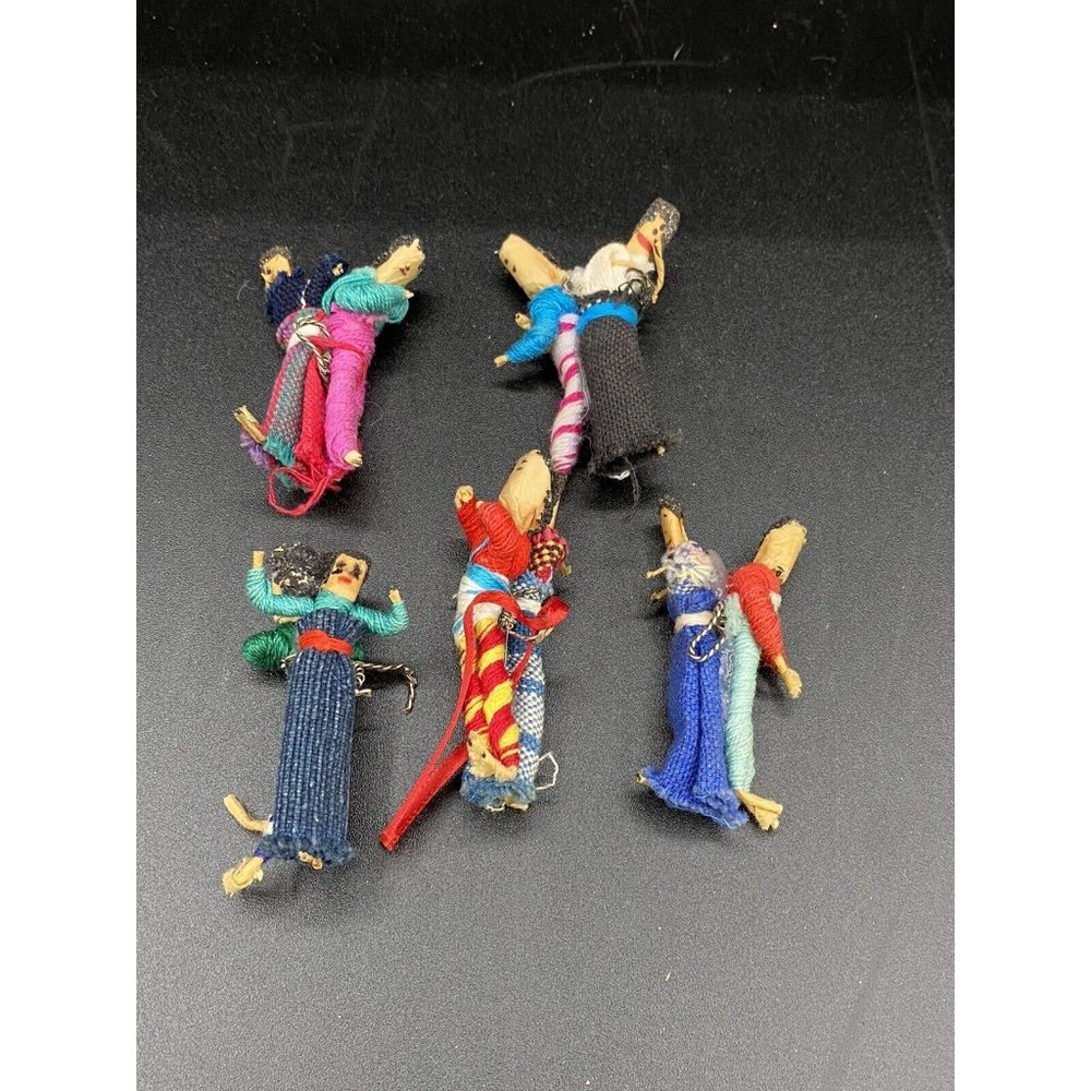 Guatemalan Worry Dolls Woven Miniatures Cultural Pairs Glued Together LOT 5